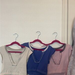 3 pack Urban Outfitters Ribbed Top in Blue and Pink